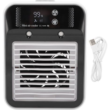 Tischklimagerät, tragbare Klimaanlage mit Digitalanzeige, USB-aufladbar, geräuscharm, mit Nebelfunktion, zum Arbeiten und Schlafen