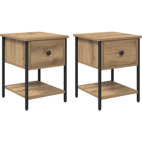 Mesita de Noche 2 pcs Roble artesanal 34 x 35,5 x 45 cm vidaXL (1/5)