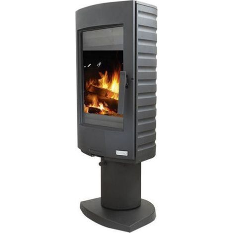 Godin – Poêle à bois 7.5kW anthracite pour bûches jusqu'à 33 cm – Évacuation des fumées dessus – Rendement 73.6% – 389130 (1/4)