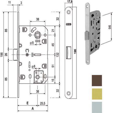 Serrure intérieure en bois médiane E50 pour salle de bain Cr 1102 Agb