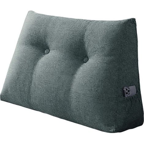 Coussin de Lecture,80cm Coussin Canapé Triangulaire avec Housse Amovible, Grands coussins de Lit Lin,Support de Dossier et de Dos,C (1/4)