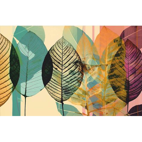 VELVET WATER COLOUR LEAVES 45X75 MERCURY 008209-1