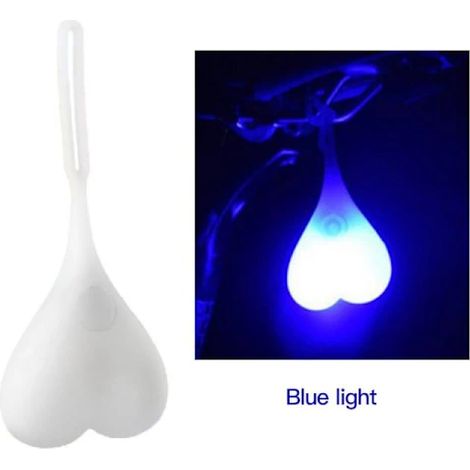 Feu arrière de vélo LED en forme de cœur, en forme d'œuf, étanche, en silicone, avec éclairage de sécurité (bleu) [CO]