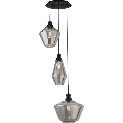 Searchlight MIA - Plafonnier suspendu à 3 ampoules en verre fumé (1/3)