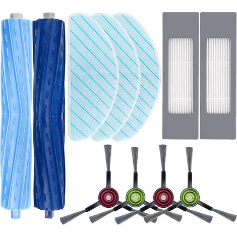 11-teiliges Ersatz-Set für Ecovacs Deebot OZMO T9 AIVI, T9 AIVI +, T9 PRO, T9 MAX, 2 Hauptbürsten, 3 Wischtücher, 2 Filter, 4 Seitenbürsten (1/4)