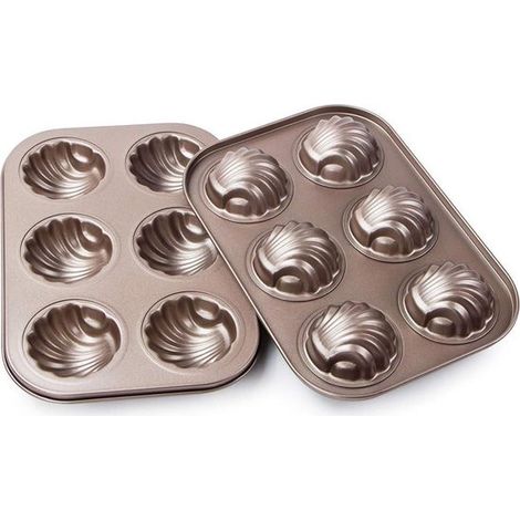 Madeleine-Backform – 2er-Set – 6 Mulden – Antihaftbeschichtung – Backform für Madeleine-Kuchen (1/5)
