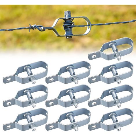 Tendeur Grillage,10 Pièces Tendeur de Clôture,Tendeurs à Fil Barbelé,Tendeur Grillage Acier Galvanisé,Tendeur Cloture,Tendeur de Cloture 90mm,Kit de Connecteurs Tendeur de Corde pour Fil de Tension (1/5)