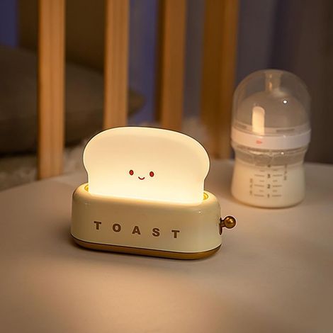 Veilleuse Bébé, Veilleuse Enfant Toaster, LED Lampe de Chevet à Intensité Variable, Petite Veilleuse Rechargeable USB, Lampe avec Fonction Minuterie, Kawaii Veilleuse Adulte, Cadeau Bebe, Femme (1/5)