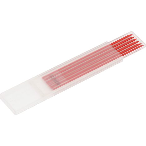 6 crayons de menuisier rechargeables 2,8 mm HB rouge cire pour traçage et marquage bois - lot de 6 (1/5)