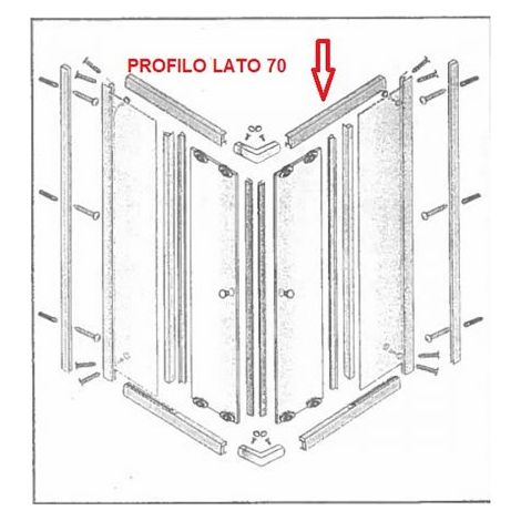 R PROFILO LATO 70 INF.+SUP. X BOX DOCCIA CRIST.TRAS/SER.MM.6CM