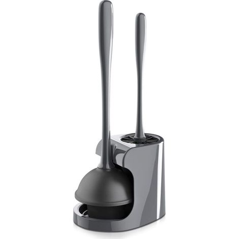 ZOLGINAH Ensemble de Déboucheur Ventouse et Brosse WC pour Le Nettoyage de la Salle de Bain, Gris, 1 Ensemble (1/5)