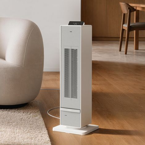 EMKE Chauffage Soufflant Tour 2-en-1 2000 W, Chauffage Céramique PTC avec Ventilateur, Oscillation 80°, Mode ECO, Thermostat 15–35 °C, Minuterie 12 h et Télécommande (1/5)