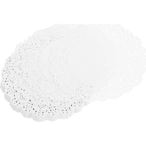 Napperons en papier à bordure fleurie pour absorber l'huile, 200 pièces jetables en papier blanc (1/4)