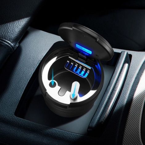 2X Cendrier Portable ûrPorte-Gobelet à Lumière LED Auto Plateau à Cendres pour Voiture Cendriers Sans Fumée Accessoires de Voiture, (1/5)