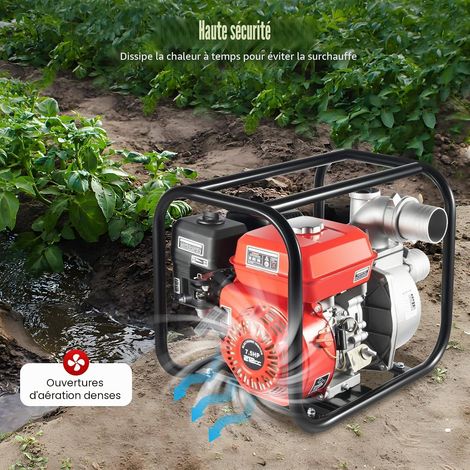 Pompe à eau à essence Moteur 4 temps 7,5 CV Pompe a eau thermique 212 CC Motopompe Pompe à eau de jardin Raccord de 3 pouce Démarrage Manuel 30m hauteur (1/5)