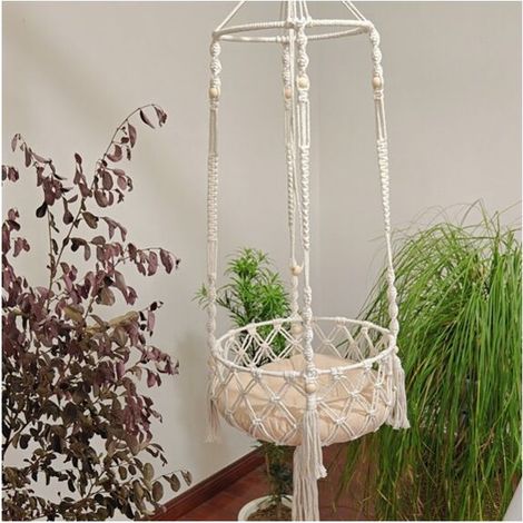 Panier suspendu pour chat 30cm , panier suspendu tissé à la main, baie vitrée, nid de chat suspendu, berceau pour chat (1/4)