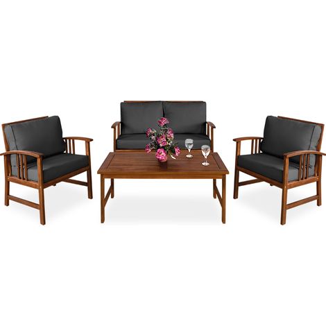 CASARIA® Wooden Garden or Indoor Furniture Set Lounge Seating Table and Chairs (1/5)
