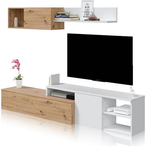 Salón Kate Blanco Artik (Blanco Mate) - Roble Nodi (ancho) x 44cm (alto) (1/5)