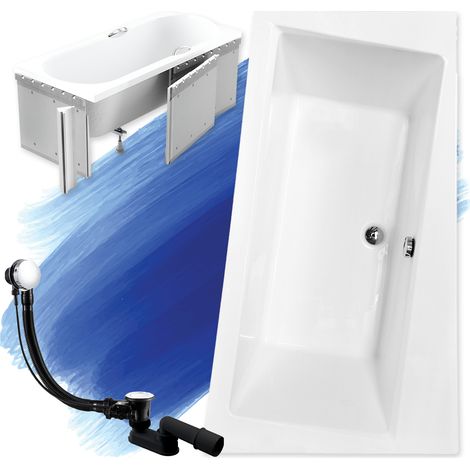 Baignoire Bain d'angle 170x110 Droite avec des panneaux en polystyrène, Siphon de bain et pieds (support) - Set 4en1 - Fabriqué UE - BADLAND INFINITY