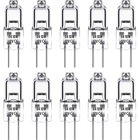 Ampoule halogène G4 10W 12V – Blanc chaud 3000K 150LM – Intensité variable – Lot de 10 ampoules – Angle de faisceau 360° (1/5)