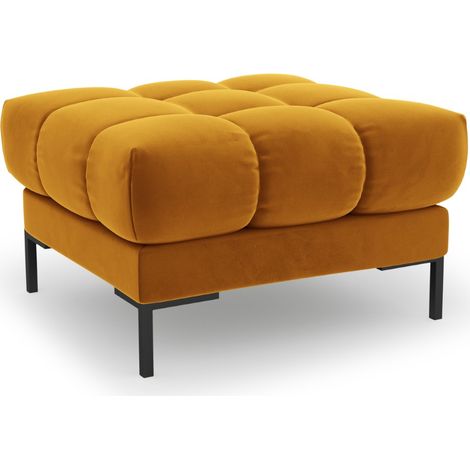 Pouf en velours jaune (1/5)