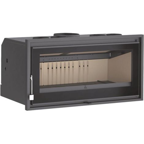 Insert à bois raccordable - FIREMATIC Halifax - L 14.5 kW Avec kit air - Porte fonte - avec vitre Robax Night Flame (1/4)