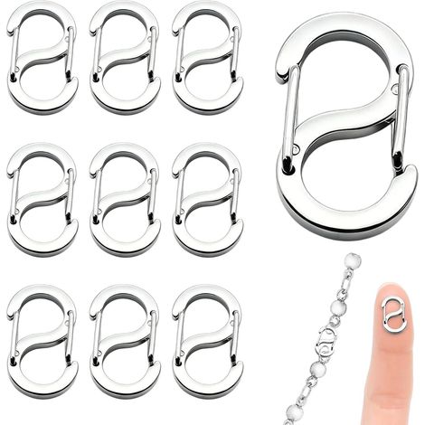 10 Mini-Karabiner aus Edelstahl, 16,5 mm, mit doppelt öffnenden S-Verschlüssen, kleine Verbindungsstücke für Armbänder, Schlüsselanhänger, Taschen, Reißverschlüsse, Bastelprojekte und Tieranhänger