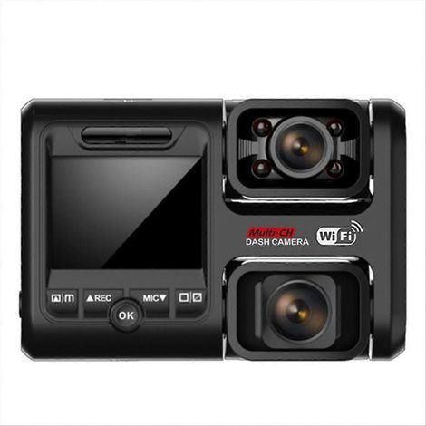 Duale 4K 2160p Dashcam mit integriertem WLAN und GPS für Autos und Taxis, Fahrtenschreiber und Parküberwachungskamera. (1/5)