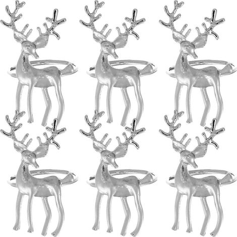 Lot de 6 anneaux de serviette décoratifs en métal, décorations de table créatives et pratiques (1/4)