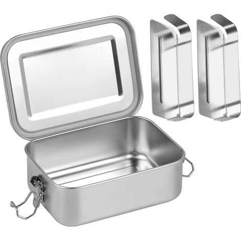 Kinder-Lunchbox mit Fächern, aus Edelstahl, 850 ml, auslaufsicher dank Trennwänden, widerstandsfähig und robust.