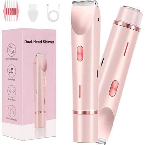 Rasoir pour maillot Dermave, rasoir à double tête pour femmes, tondeuse électrique 2 en 1 pour maillot, utilisable sur peau sèche ou humide et étanche (1/5)