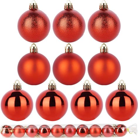 Unzerbrechliche rote Weihnachtskugeln, 5 cm, 10er-Set