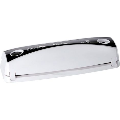 Magic Vac Elite-300 Plus Máquina de envasado al vacío doméstica, 140 W, ciclo automático, barra sellado 30 cm, controles impermeables, bandeja retención líquidos apta lavavajillas, color blanco