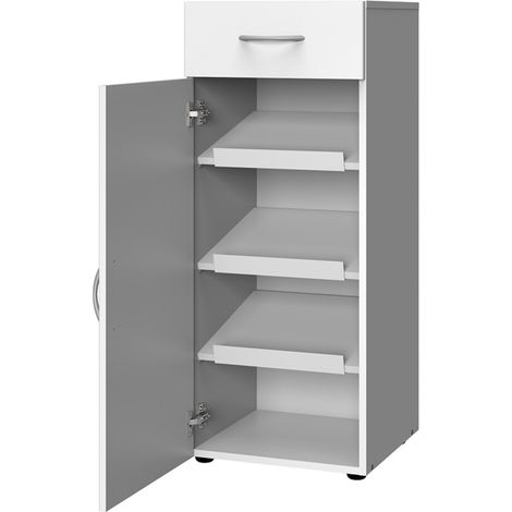 Meuble à chaussures en bois mélamine coloris blanc - longueur 40 x hauteur 98 x profondeur 40 cm