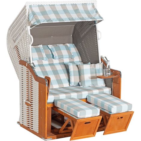 Strandkorb Rustikal 255 Plus 2-Sitzer KS-weiß Stoff 1212
