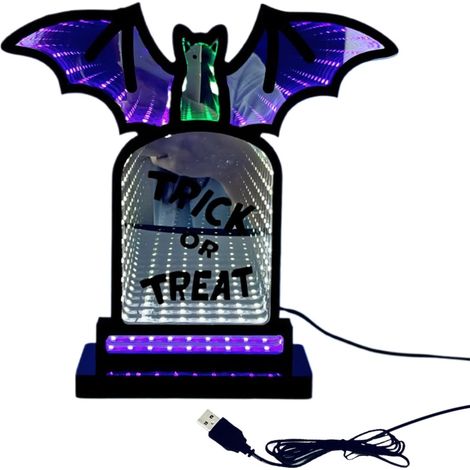 Veilleuse Chauve-Souris LED Ornement De Table Lumineux Support Lampe D'Ambiance Pierre Tombale Chauve-Souris Pour Chambre Bar Salle De Jeux Intérieur Extérieur Jardin Maison (1/5)