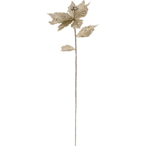 Branche décorative spéciale fêtes Poinsettia Or Fleur de Noël H 75 cm - Feeric Christmas (1/2)