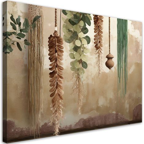 Tableau sur toile Tableau sur toile Feuilles suspendues scandi boho 60x40 (1/5)