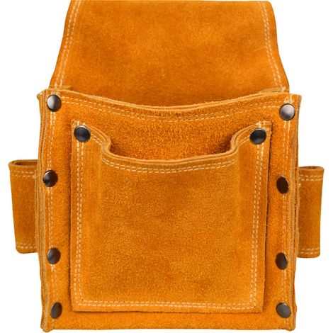 Borsa portautensili professionale da cintura - Borsa portautensili in pelle per elettroutensili - Robusta borsa in pelle di vacchetta per l'edilizia, con fondo non rinforzato, ideale per lavori di fal