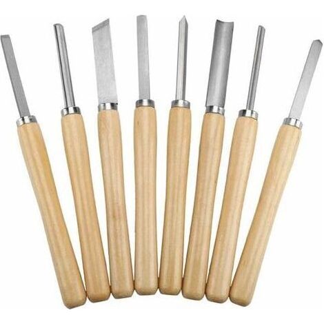 Kaelt - Ensemble de tournage Ciseau à bois, 8pcs Ensemble de burin à bois Outils de tournage Gouge à bois oblique Séparation (1/5)