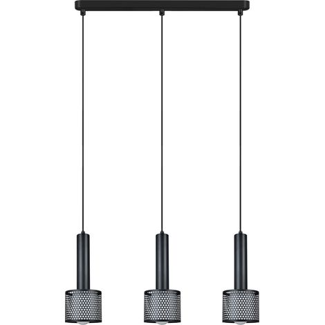 Lampada sospensione industriale nera 50cm 3xE27 AMO (1/5)