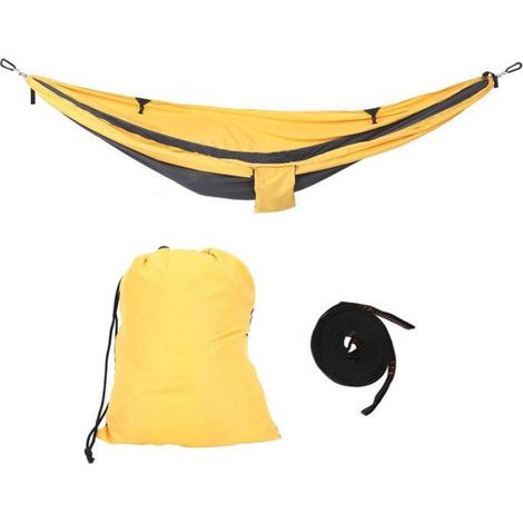 Chaise Hamac Suspendue - 2-en-1 Portable - Pour Camping Jardin Extérieur - Jaune Et Gris - 1 Pièce (1/5)