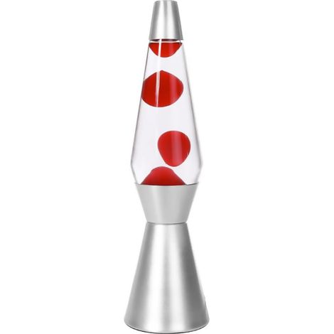 ITotal XL1783 Lampe à Lave 36 cm avec Base Argentée, Liquide Transparent et Cire Rouge