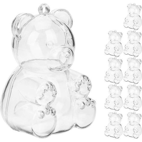 10 Stück Bären-Bonbonboxen, transparente Leckereienboxen, Süßigkeitenverpackungsboxen, Süßigkeitenboxen für Hochzeitsfeiern-7X5CM (1/3)