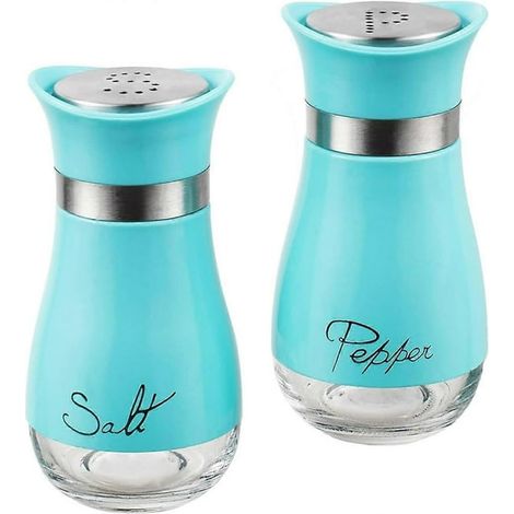 Lot de 2 salières et poivrières, ensemble salière et poivrière, accessoires de cuisine (bleu) (1/5)