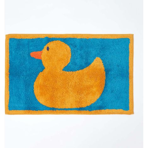 HOMESCAPES Rubber Duck Bath Mat - Blue - Blue