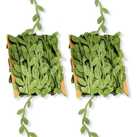 Lot de 2 rouleaux de ruban de vigne artificielle, 20 m, pour plantes vertes, guirlande de feuilles de lierre, décoration murale, mariage, bricolage, fête, décoration de la maison (1/5)