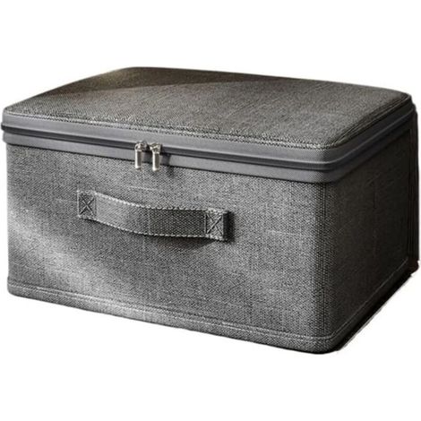 Extra large stackable canvas storage box with lid - multi-purpose for home use (40 x 30 x 21 cm)
