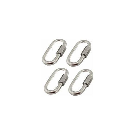 4Pcs M6/0.24 304 Stainless Steel Quick Connectors, Stainless Steel Carabiners with Oval D-Shaped Screws, Very Durable for Outdoor/Indoor, Camping and Hiking (1/5)