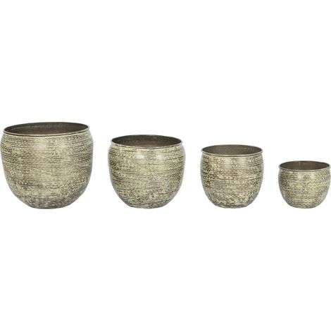 Macetero Set 4 Aluminio 39X39X33 Patinado Verde LD208776 (1/4)